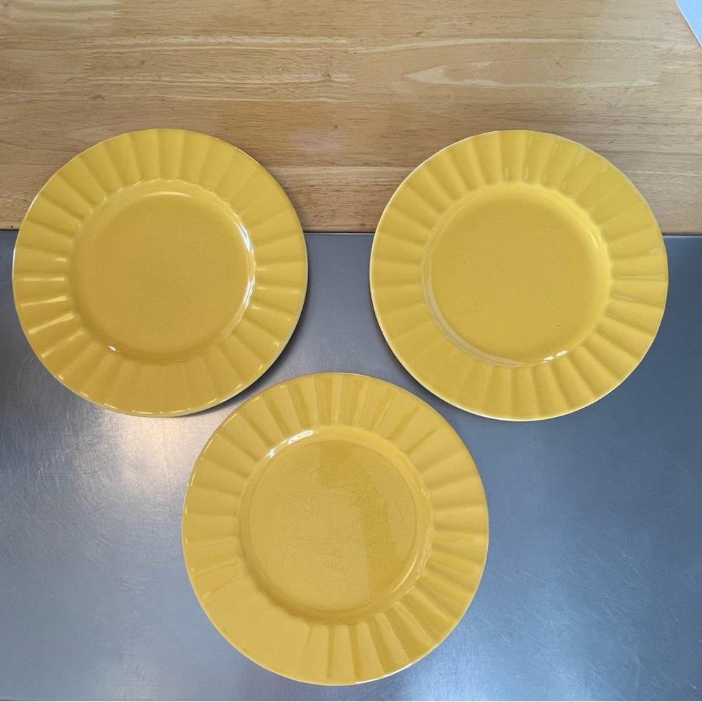 Anthropologie latte yellow dinner plates